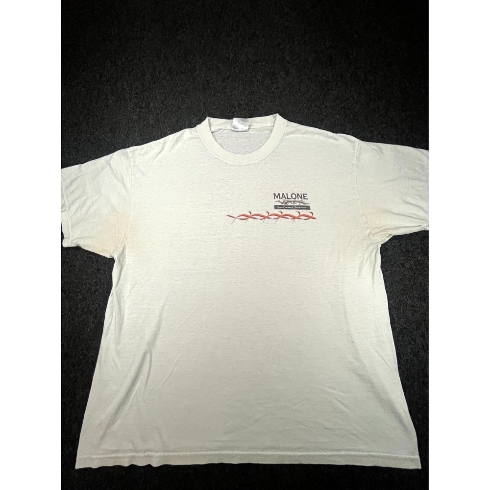 Vintage Y2K Port & Company T-Shirt Men L White Malone Cross Country Invitational
